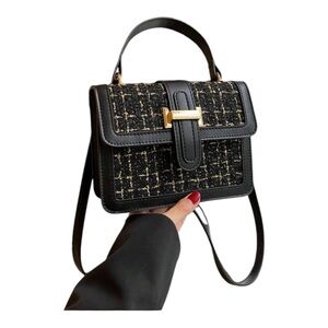 Woven fabric quilted crossover bag elegant high end woolen textured crossbody